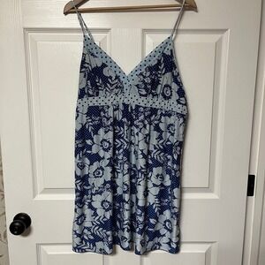 Secret Treasures Sleep Dress Nightie Floral Polka Dot Blue Light L